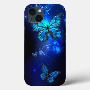 Morpho Vlinder in de Donkere Achtergrond iPhone 13 Hoesje