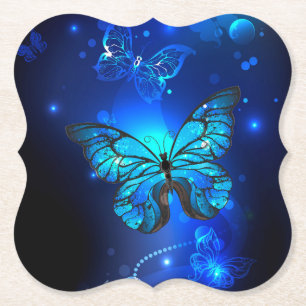 Morpho Vlinder in de Donkere Achtergrond Kartonnen Onderzetters
