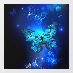 Morpho Vlinder in de Donkere Achtergrond Raamsticker