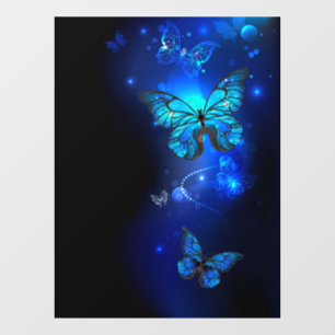 Morpho Vlinder in de Donkere Achtergrond Raamsticker