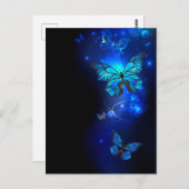 Morpho Vlinder op Donkere Achtergrond Briefkaart (Voorkant / Achterkant)