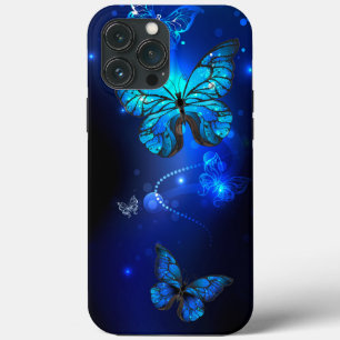 Morpho Vlinder op Donkere Achtergrond iPhone 13 Pro Max Hoesje