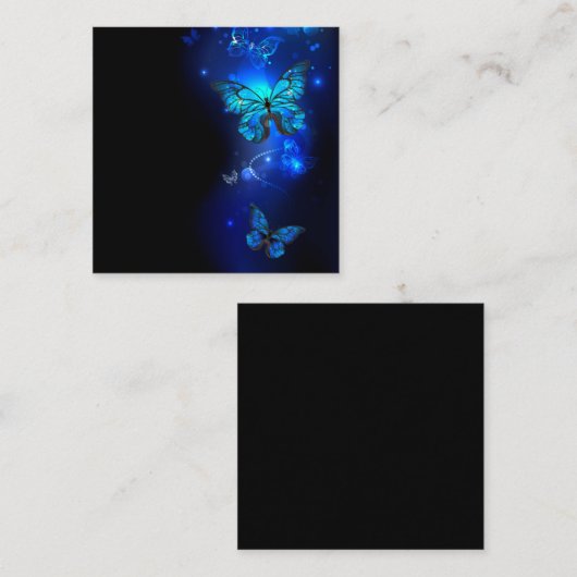 Morpho Vlinder op Donkere Achtergrond Informatiekaartje (Voorkant / Achterkant)