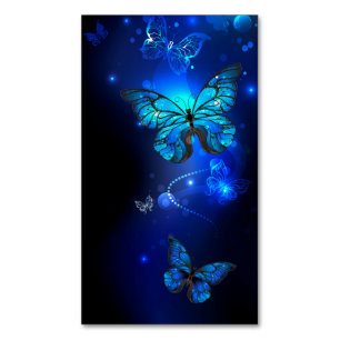 Morpho Vlinder op Donkere Achtergrond Magnetisch Visitekaartje