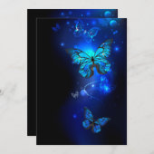 Morpho Vlinder op Donkere Achtergrond Menu (Voorkant / Achterkant)