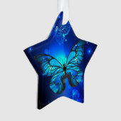 Morpho Vlinder op Donkere Achtergrond Ornament (voorkant)