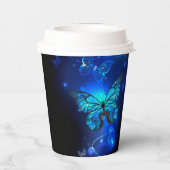 Morpho Vlinder op Donkere Achtergrond Papieren Bekers (Achterkant)