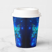 Morpho Vlinder op Donkere Achtergrond Papieren Bekers (Rechts)