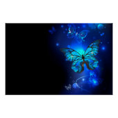 Morpho Vlinder op Donkere Achtergrond Perfect Poster (Voorkant)