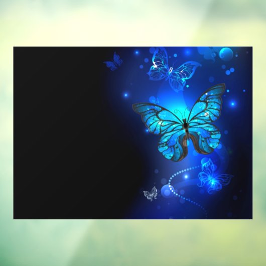 Morpho Vlinder op Donkere Achtergrond Raamsticker (Vel 3)