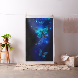 Morpho Vlinder op Donkere Achtergrond Stof