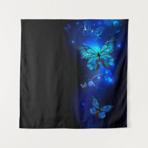 Morpho Vlinder op Donkere Achtergrond Wandkleed