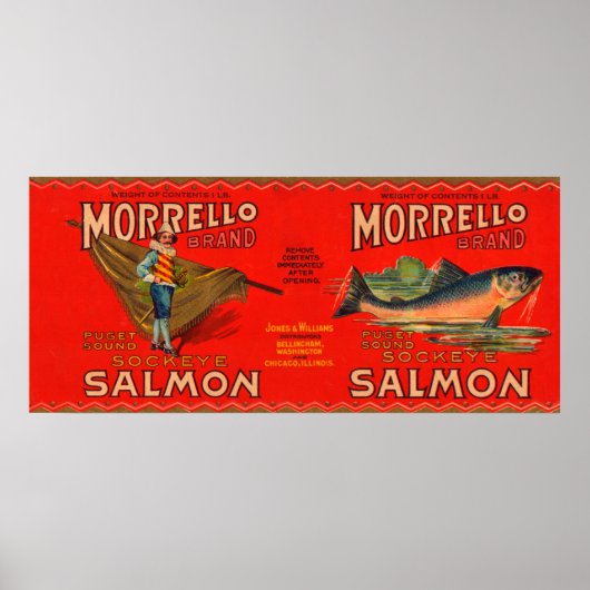 Morrello Brand Salmon Label Poster (Voorkant)