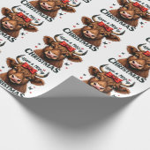 Morrige Kerstmis Schattige Koe met Kerstman  Cadeaupapier (Hoek)