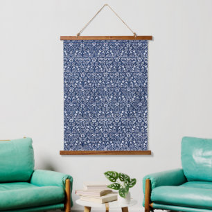 Morris 1882 Blauwe Achtergrond Bloempatroon Hangend Wandkleed