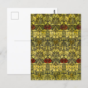 Morris 1890 Tulp & Roos Pattern Golden Briefkaart