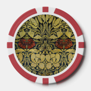 Morris  1890 Tulp & Roos Pattern Golden Poker Chips