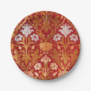 Morris -  1893 Roos & Lily Flower Pattern Papieren Bordje