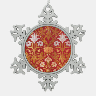 Morris -  1893 Roos & Lily Flower Pattern Tin Sneeuwvlok Ornament