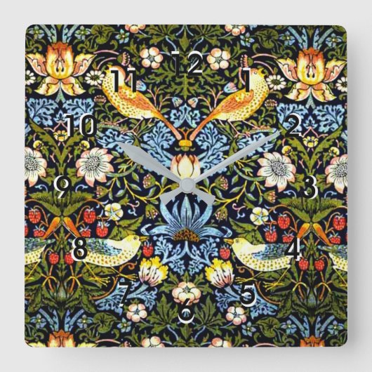 Morris - Aardbeiendief, beroemd design Vierkante Klok (Voorkant)