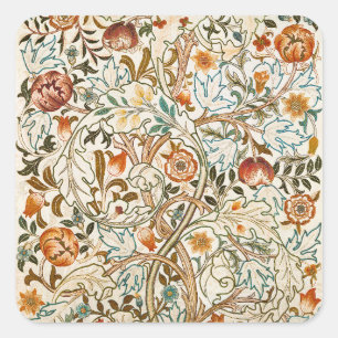 Morris Acanthus Floral Crewel Borduurpatroon Vierkante Sticker
