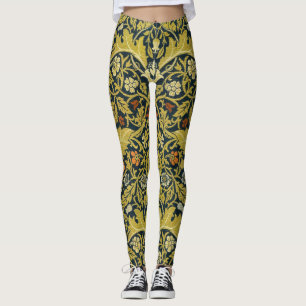 Morris Acanthus verlaat Twining Stem Flowers Tapij Leggings