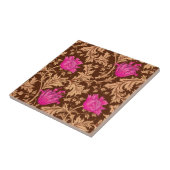 Morris Anemone Motif Brown et carreaux rose Fuchsi (Côté)