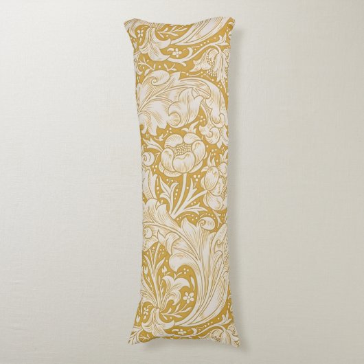 Morris Bachelor's Button Flower & Golden Stems Lichaamskussen (Voorkant Verticaal)