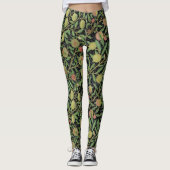 Morris Black Achtergrond Antiek Pomegrana Pattern Leggings (Voorkant)