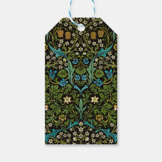 Morris Black Achtergrond  Blackthorn Pattern Cadeaulabel (Voorkant)