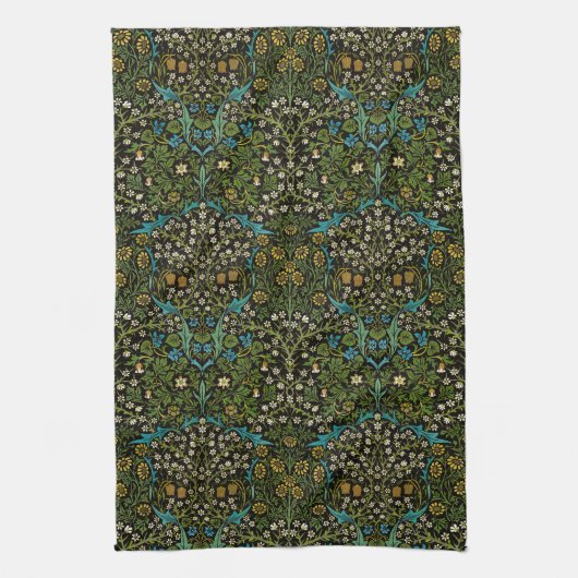 Morris Black Achtergrond  Blackthorn Pattern Theedoek (Verticaal)