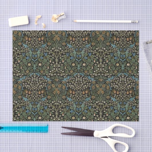 Morris Black Achtergrond  Blackthorn Pattern Tissuepapier (Craft)