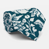 Morris Blauw & Wit Bloempatroon Stropdas (Opgerold)