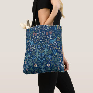 Morris Blue Achtergrond Blackthorn Pattern Draagtas