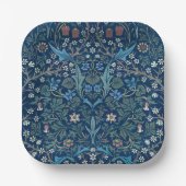 Morris Blue Achtergrond  Blackthorn Pattern Papieren Bordje (Voorkant)