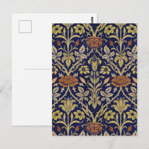Morris Blue Achtergrond Roos & Lily Flower Pattern Briefkaart