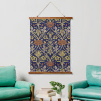 Morris Blue Achtergrond Roos & Lily Flower Pattern