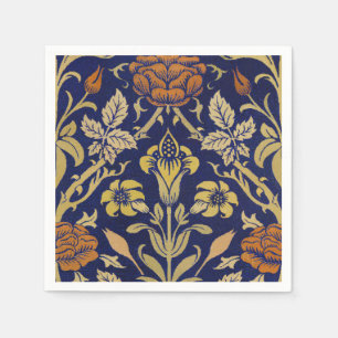 Morris Blue Achtergrond Roos & Lily Flower Pattern Servet