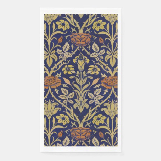 Morris Blue Achtergrond Roos & Lily Flower Pattern Servet (Voorkant)