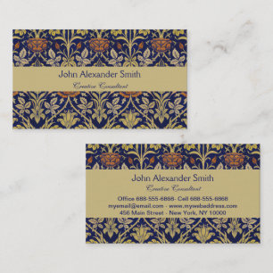 Morris Blue Achtergrond Roos & Lily Flower Pattern Visitekaartje