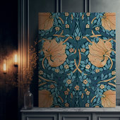 Morris Blue Gold Pimpernel  Pattern Canvas Afdruk