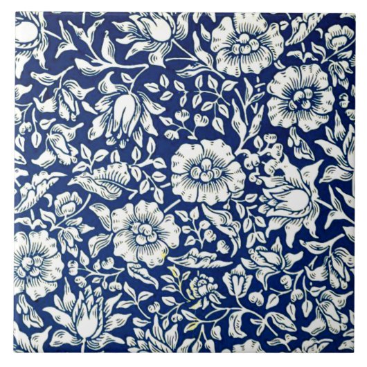 Morris - Blue Mallow Ceramic Tile Tegeltje (Voorkant)