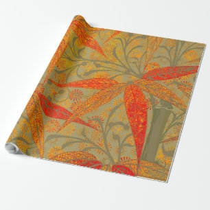 Morris & Co. Bamboe-patroon Godwin Oranje & Salie Cadeaupapier
