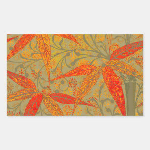 Morris & Co. Bamboe Patroon Godwin Oranje & Salie Rechthoekige Sticker