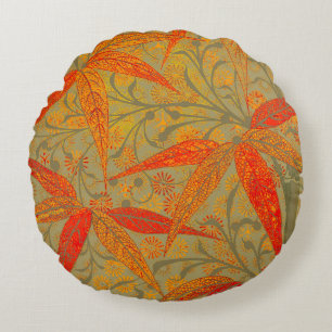 Morris & Co. Bamboe-patroon Godwin Oranje & Salie Rond Kussen