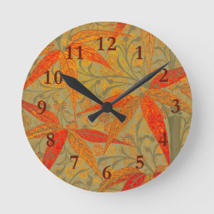 Morris & Co. Bamboe Patroon Godwin Oranje & Salie Ronde Klok