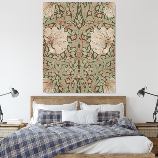 Morris Earth tone Pimpernel  Pattern Canvas Afdruk (Insitu (Slaapkamer))