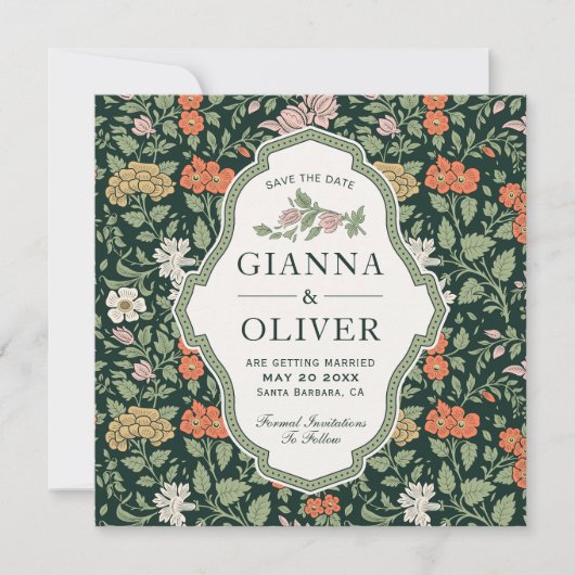 Morris Floral Garden Bruiloft Save The Date Kaart (Voorkant)