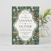 Morris Floral Garden bruiloft uitnodiging (Staand voorkant)