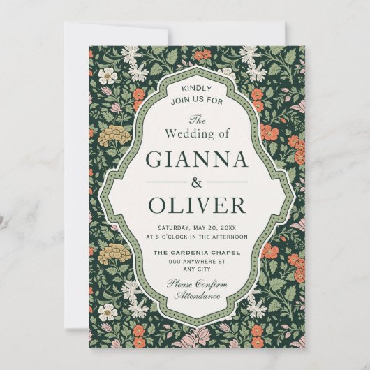 Morris Floral Garden Invitation de mariage (Devant)